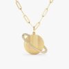 Diamond Saturn Charm Paperclip Necklace