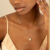 Diamond Saturn Charm Paperclip Necklace - Image 4