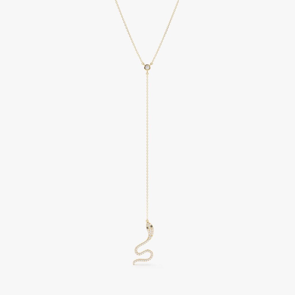 Diamond Snake Lariat Necklace
