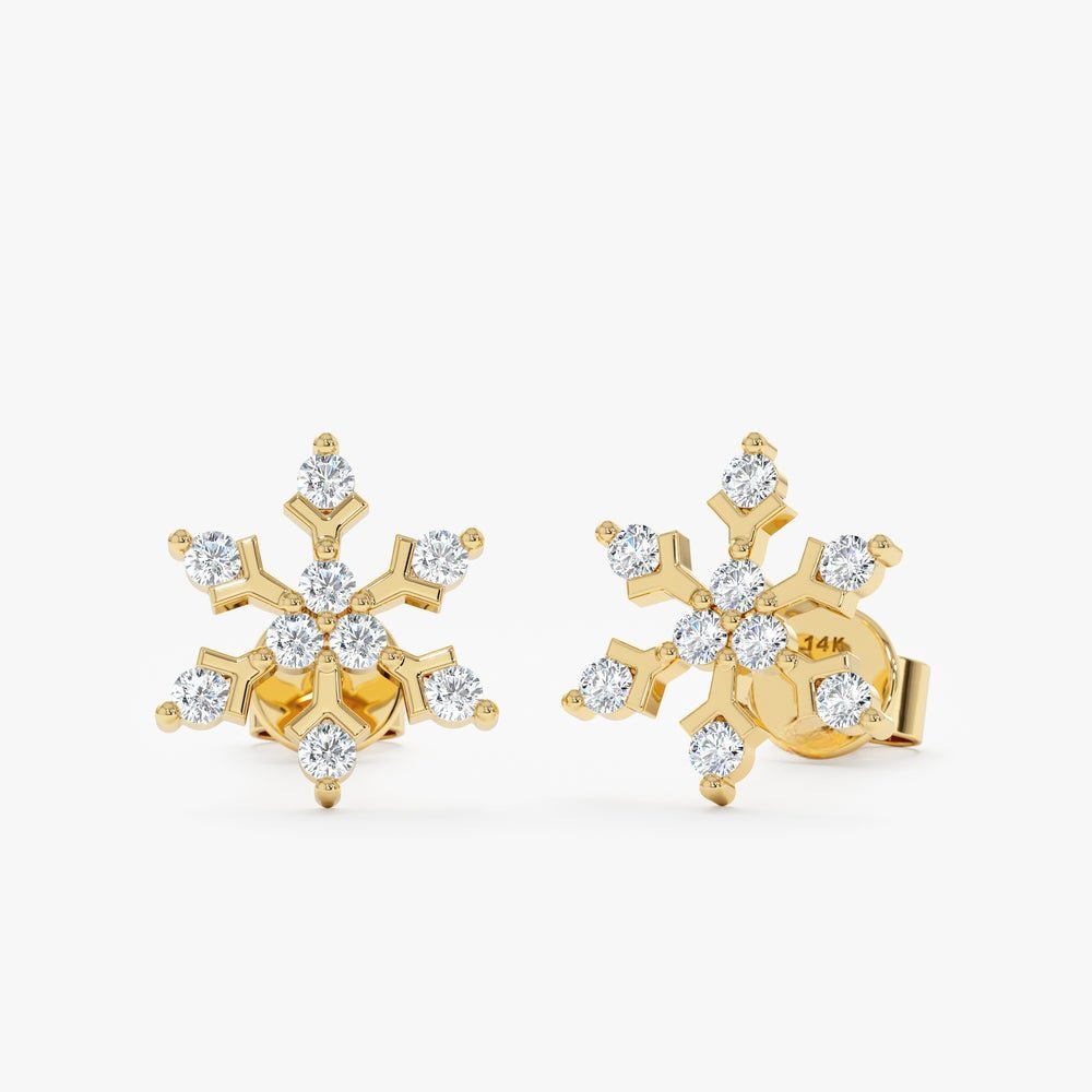 Diamond snowflake stud earrings in 925 sterling silver