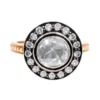 Art Deco style diamond solitaire cocktail ring with geometric design