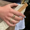Gold-plated silver ring with pave-set CZ accents