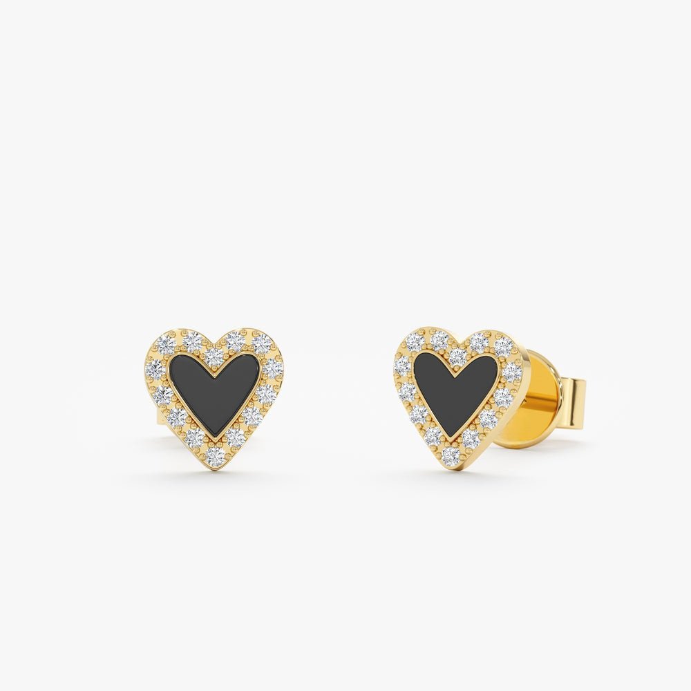 Diamonds Black Heart Studs