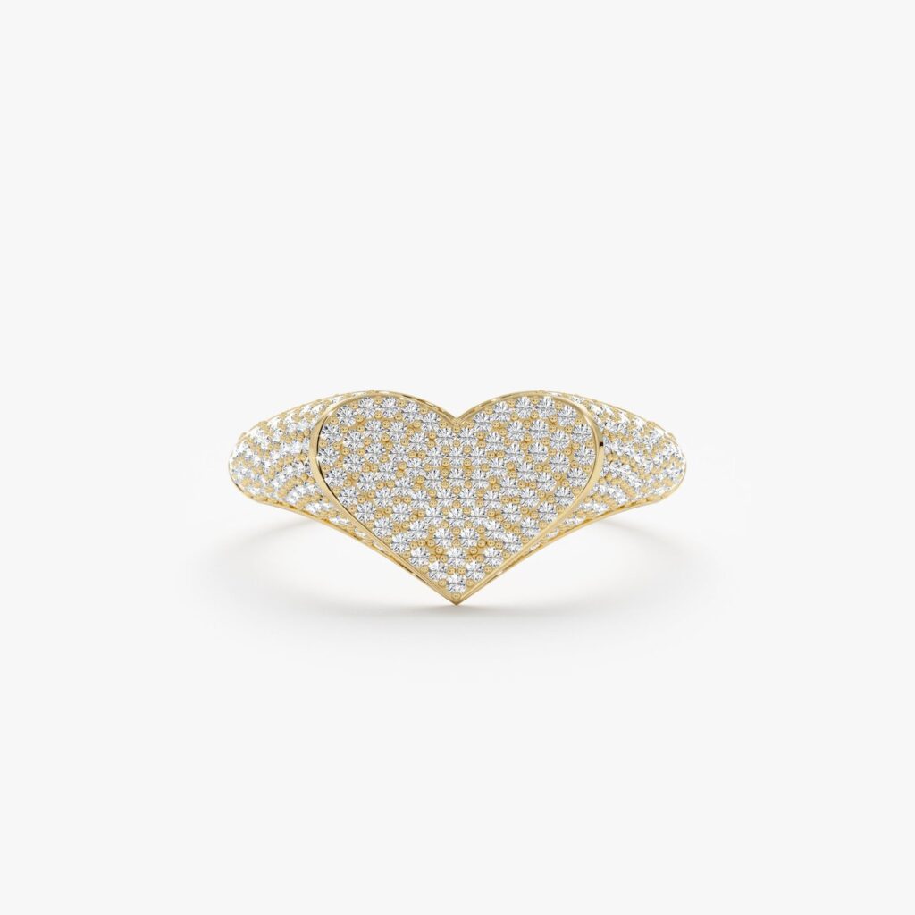 Diamonds Heart Signet Ring
