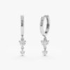 Double Diamond Drop Huggies in 925 Sterling Silver - Image 2