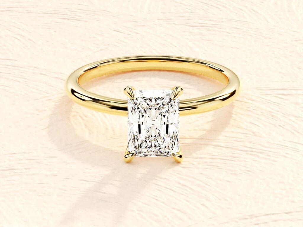 Elongated Cushion Emerald Cut Diamond 4ct Engagement Ring