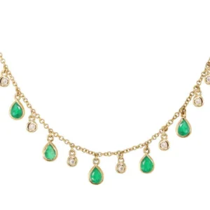 Emerald And Diamond Teardrop Necklace