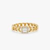 Emerald Cut Diamond Cuban Chain Ring