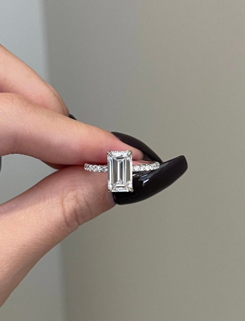 Emerald Cut Engagement Ring 925 Sterling Silver