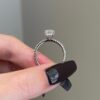 Engagement ring with a 6 by 10 mm emerald stone
