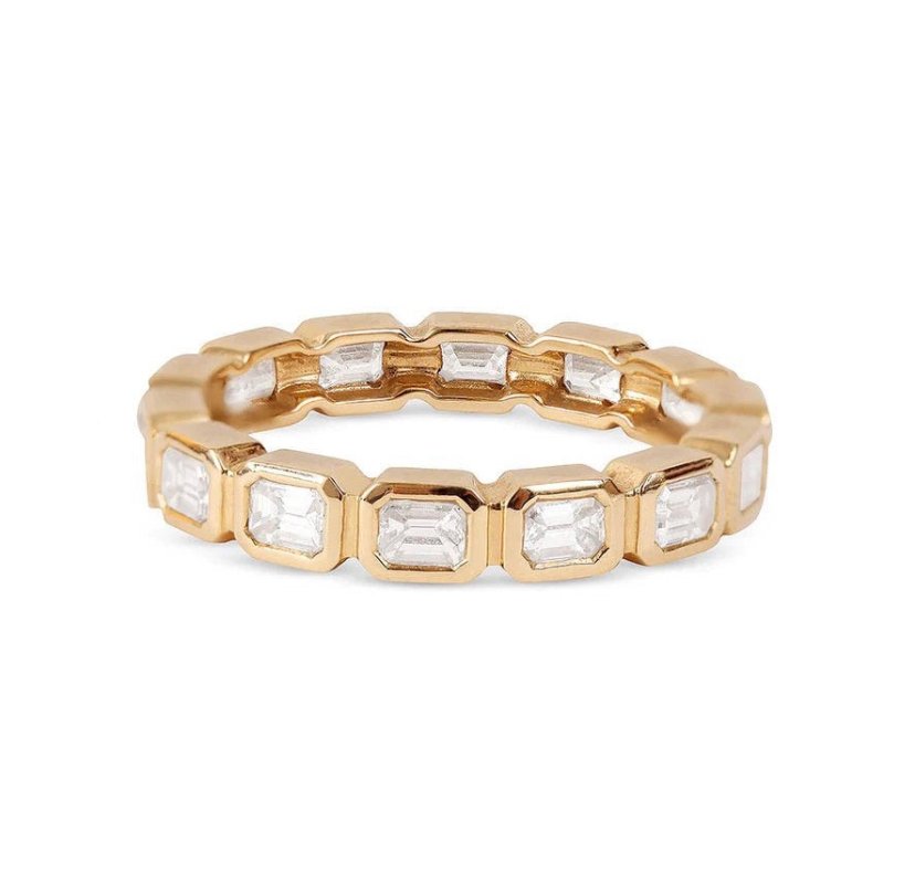 Emerald Cut Eternity Band in 925 Sterling Silver