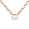 Emerald Cut Topaz Necklace With Cuban Chain