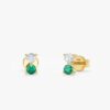 Emerald & Diamond Stud Earrings