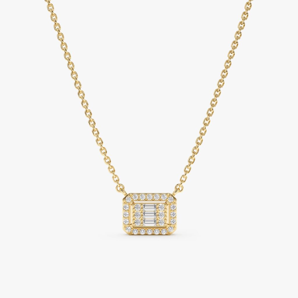 Geometric Baguette Diamond Necklace