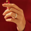 Gold-plated sterling silver ring with a geometric cluster design