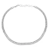 Half Diamond Cuban Link Necklace With Extender