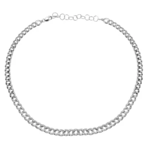Half Diamond Cuban Link Necklace With Extender