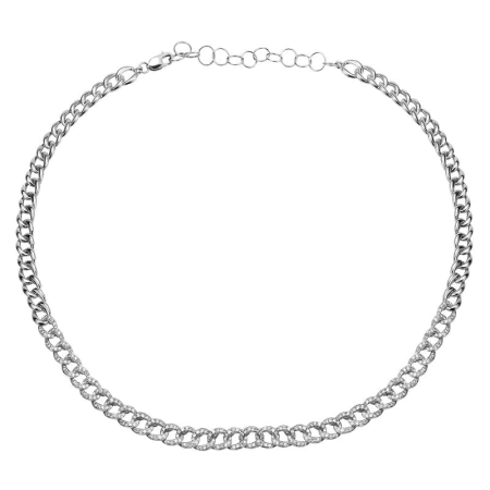 Half Diamond Cuban Link Necklace With Extender