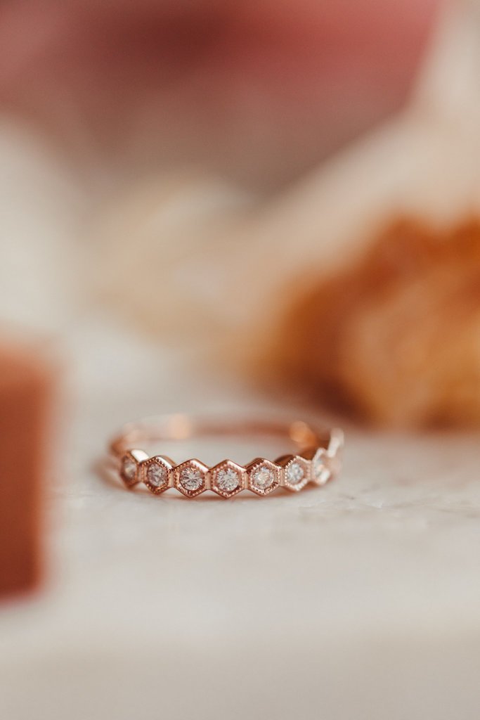 Hexagon Migraine Diamond Band, Migraine Diamond Ring