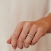 Migraine diamond ring in 925 sterling silver and thick gold plating