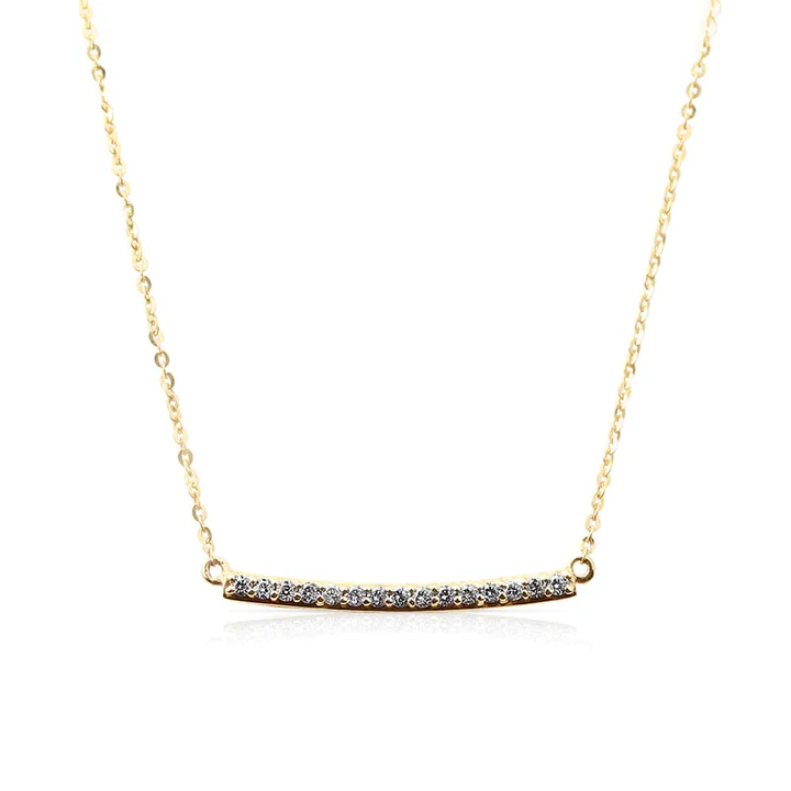 Horizontal Curved Diamond Bar Necklace