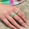 Inset baguette diamond enamel ring featuring premium CZ diamonds