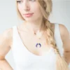 Gold-plated sterling silver necklace with lapis and pave stones