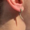 Large diamond horn earrings with polished gold-plated sterling silver finish