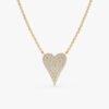 Large Elongated Paved Diamond Heart Necklace