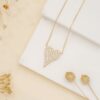 Large Elongated Paved Diamond Heart Necklace - Image 5