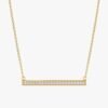 Long diamond bar necklace with slim vertical pendant