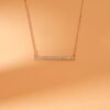 Long diamond bar necklace with pave-set premium CZ stones