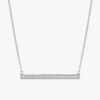 Long diamond bar necklace in 925 sterling silver with gold plating