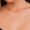 Long diamond bar necklace with understated sparkling pave detailing