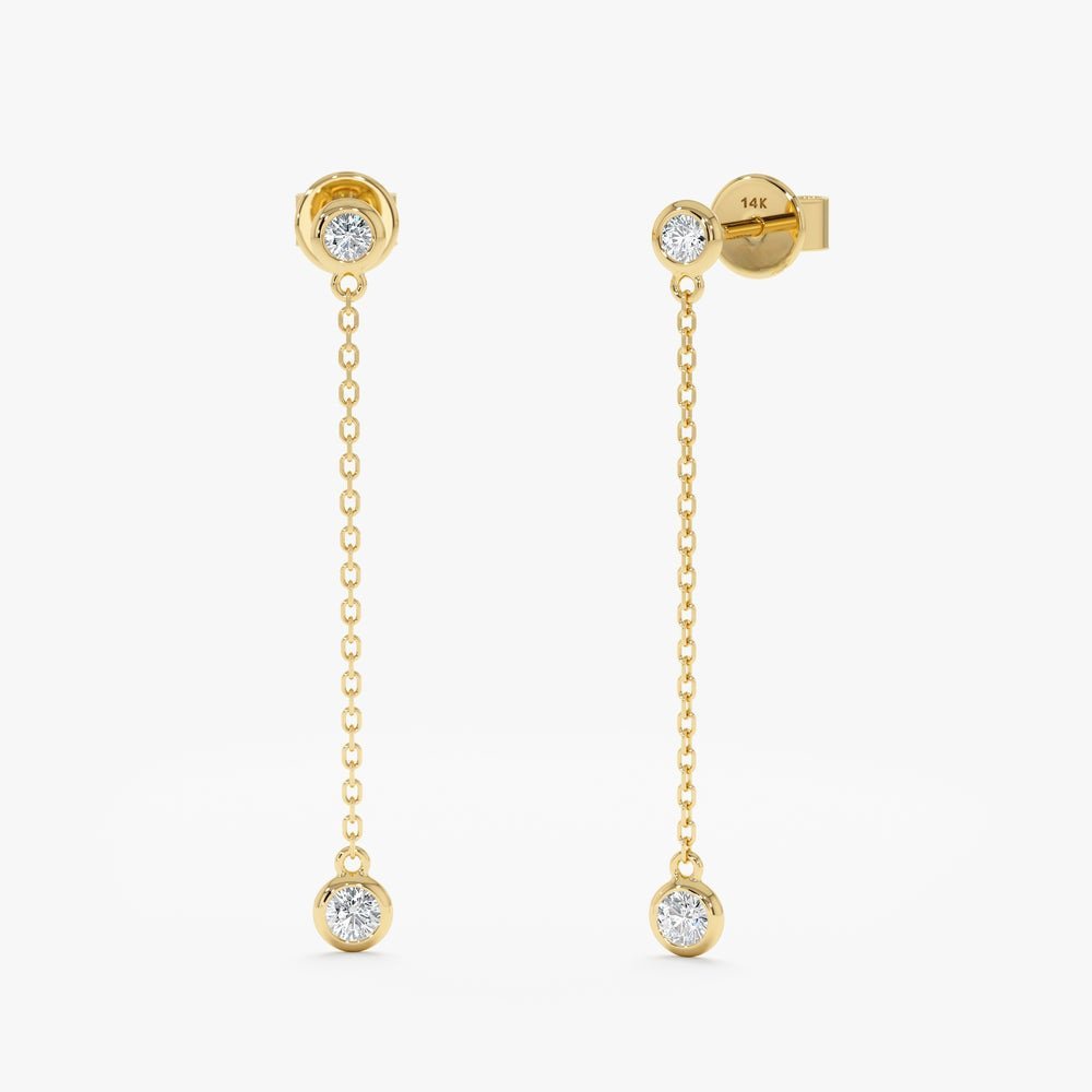 Long Diamond Drop Earrings