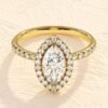 Marquise cut halo engagement ring with a bright 4 carat centre stone