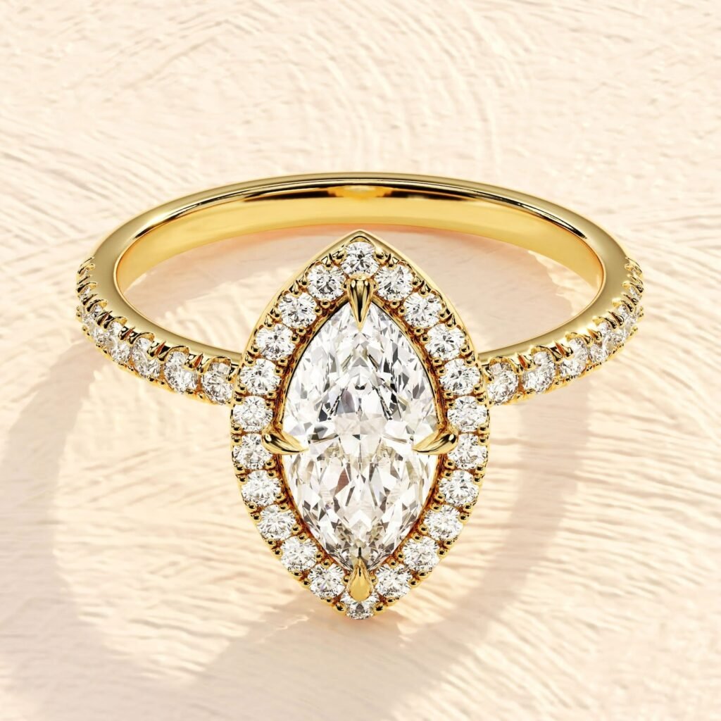 Marquise Cut Halo Ring 4ct Diamond Engagement Ring