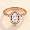 Marquise cut ring in 925 sterling silver with thick gold plating
