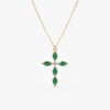 Marquise Emerald Cross Necklace
