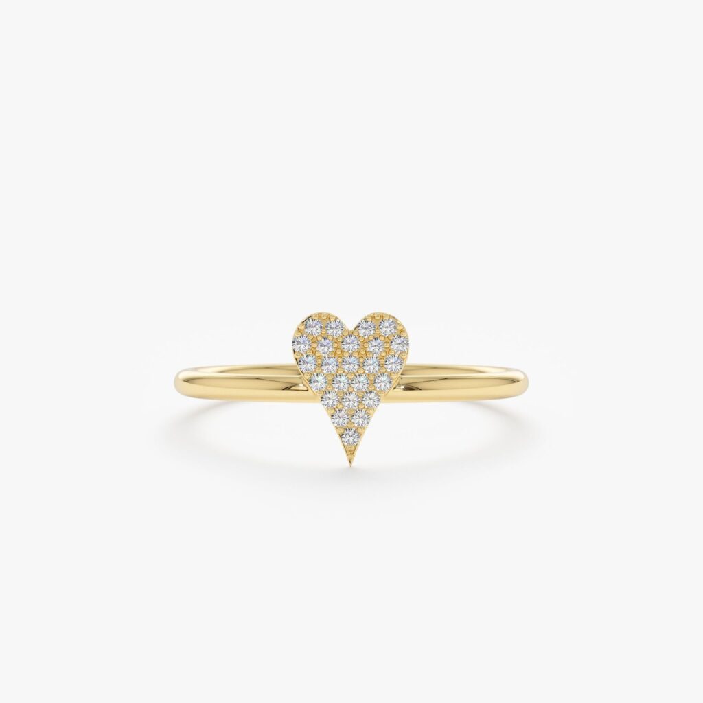 Micro Pave Diamond Heart Ring