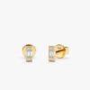 Mini Baguette Cut Diamond Studs