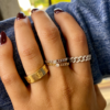 Mini diamond chain ring with pave-set premium CZ accents