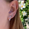 Compact 5 x 7 mm evil eye stud earrings