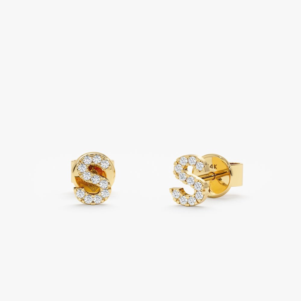 Mini Initial Diamond Stud Earrings