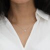 Minimalistic 925 Sterling Silver Diamond Hamsa Necklace - Image 5