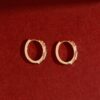 Mixed Diamond Oval Hoop Earrings - Image 3