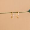 Mixed Diamond Oval Hoop Earrings - Image 4