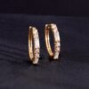 Mixed Diamond Oval Hoop Earrings - Image 6