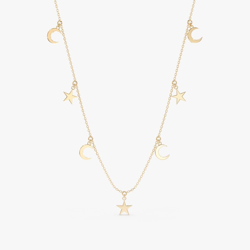 Moon & Star Drop Necklace