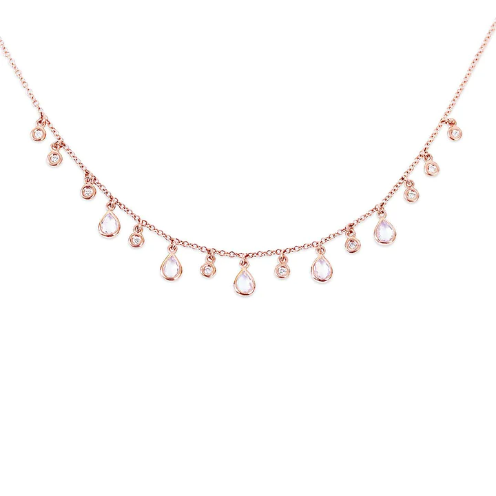 Moonstone And Diamond Teardrop Necklace